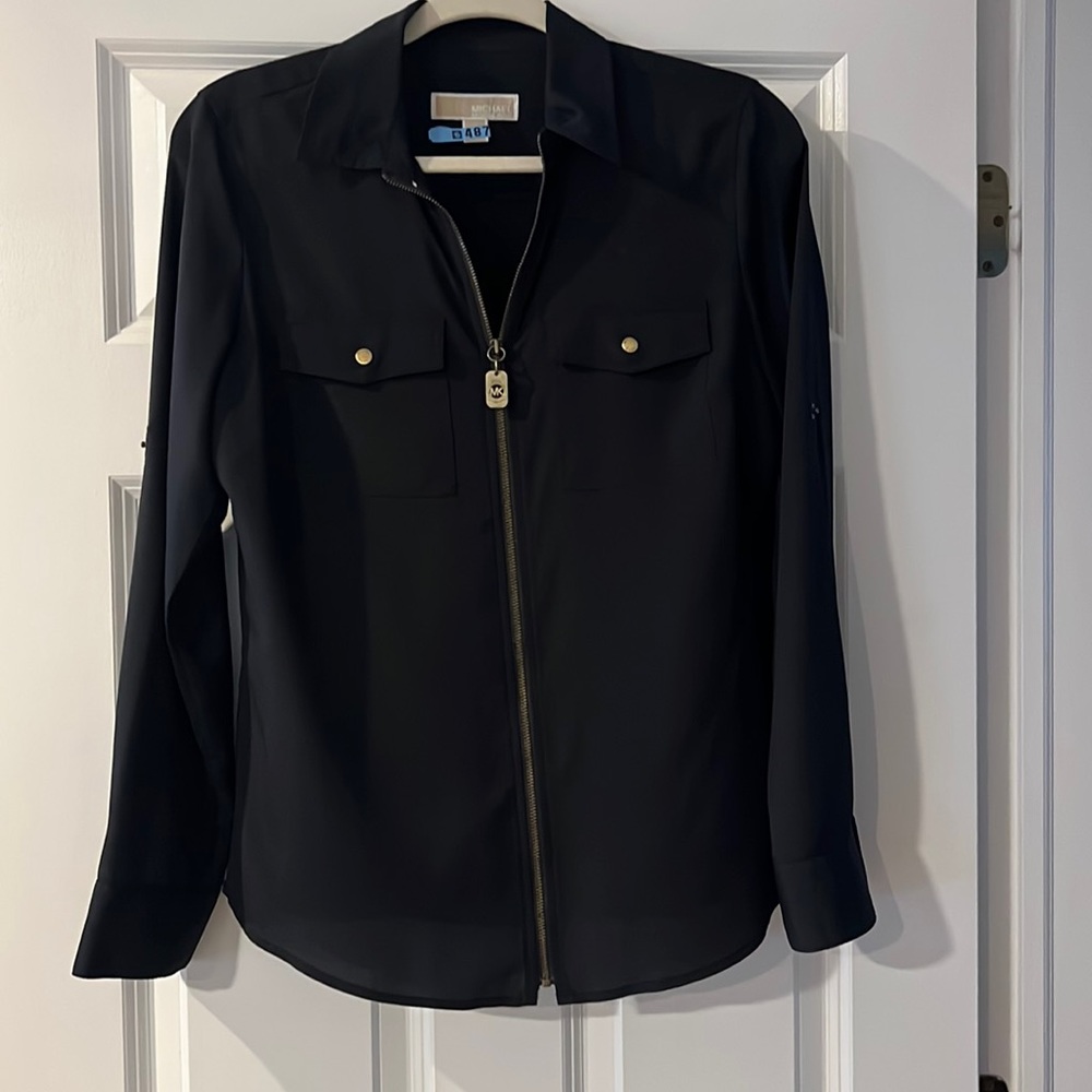 Michael Kors full zip long sleeve shirt